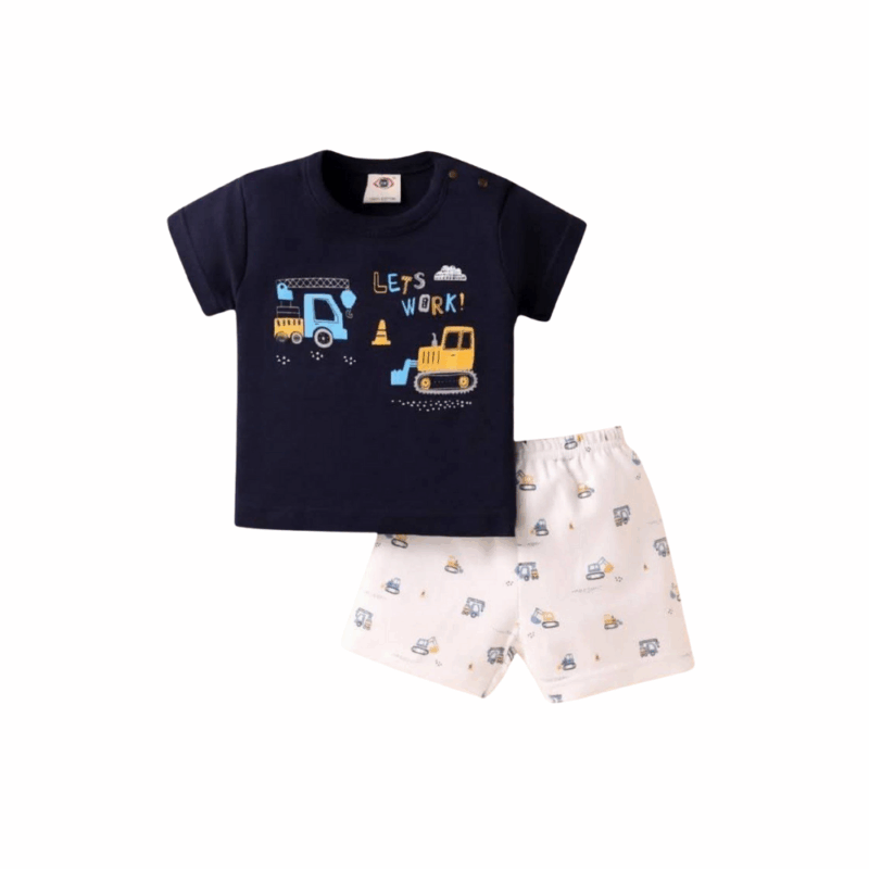 Kids Construction Print T-Shirt & Shorts Set (6 Months – 6 Years)