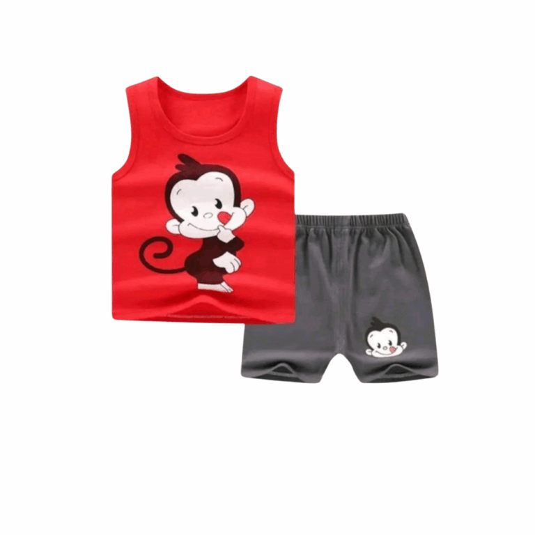 Kid's Monkey Printed Sleeveless T-Shirt & Shorts Set