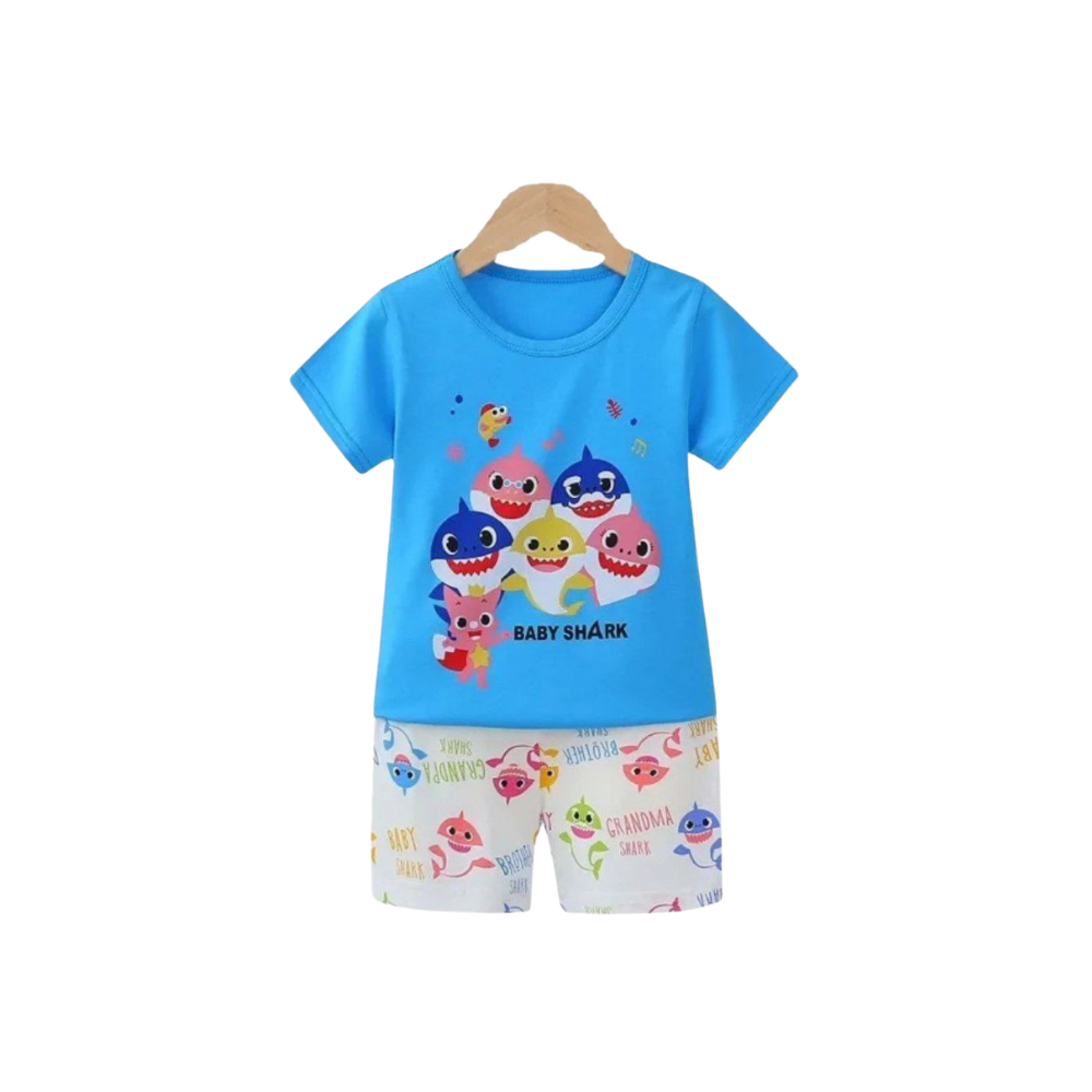 shopify-68c6ee46a4d04-1.png Voguextra Baby Shark Kids Summer Clothing Set – Toddler T-Shirt & Shorts Outfit - Image 1